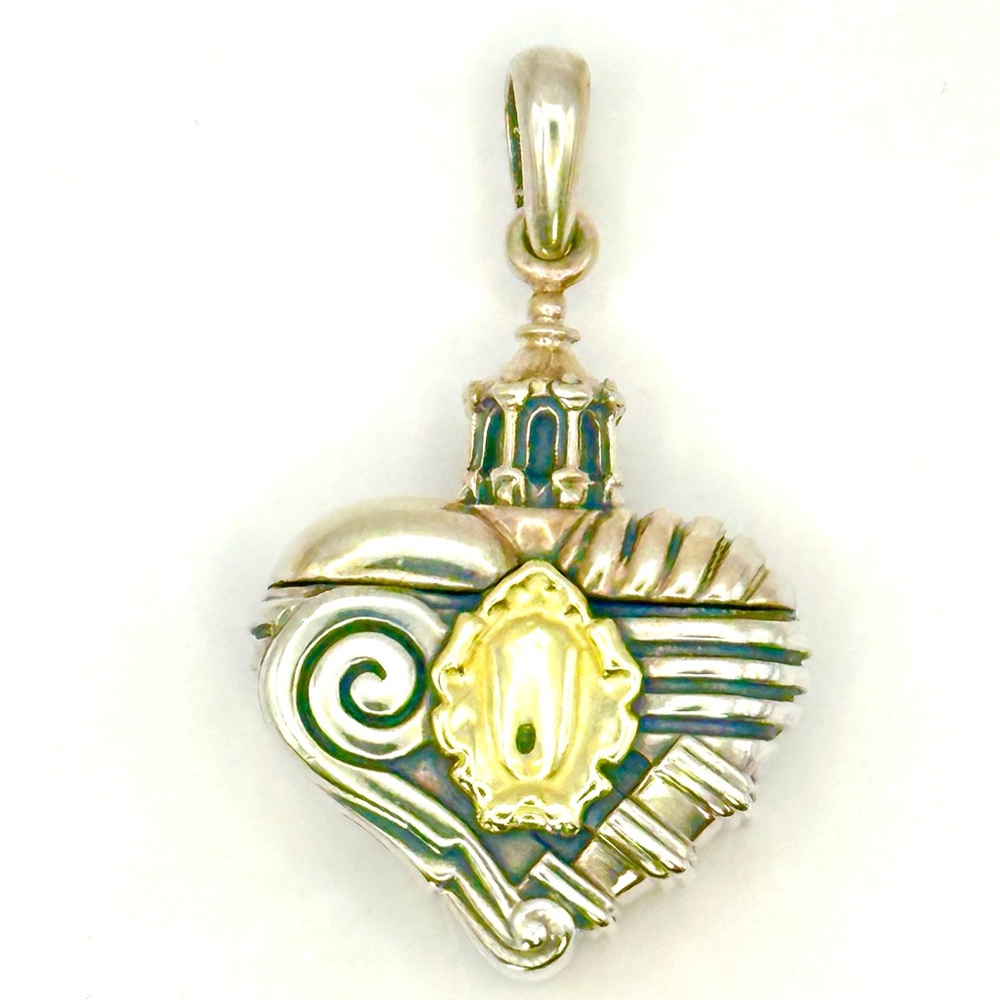 Lagos Caviar Two Tone  Sterling Silver & 18 Kt Gold Heart Pendant